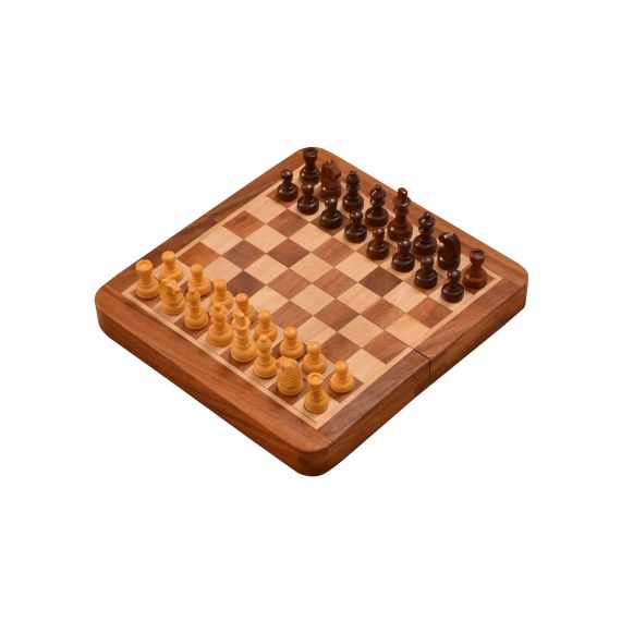 Deluxe Sheesham Wooden Magnetic folding travel chess set hand crafted chess 