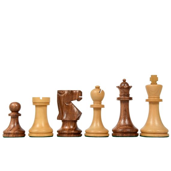 Old Vintage English Staunton Series Chess Pieces in Sheesham& Box Wood-3.8" King 