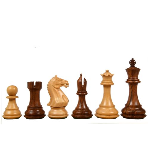 1940s Art Deco Series Weighted Chess Pieces Sheesham and Boxwood -3.8