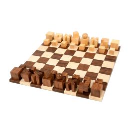 Repro 1924 Bauhaus Geometrical Abstract Chessmen in Ebonized Boxwood 1.9" King 