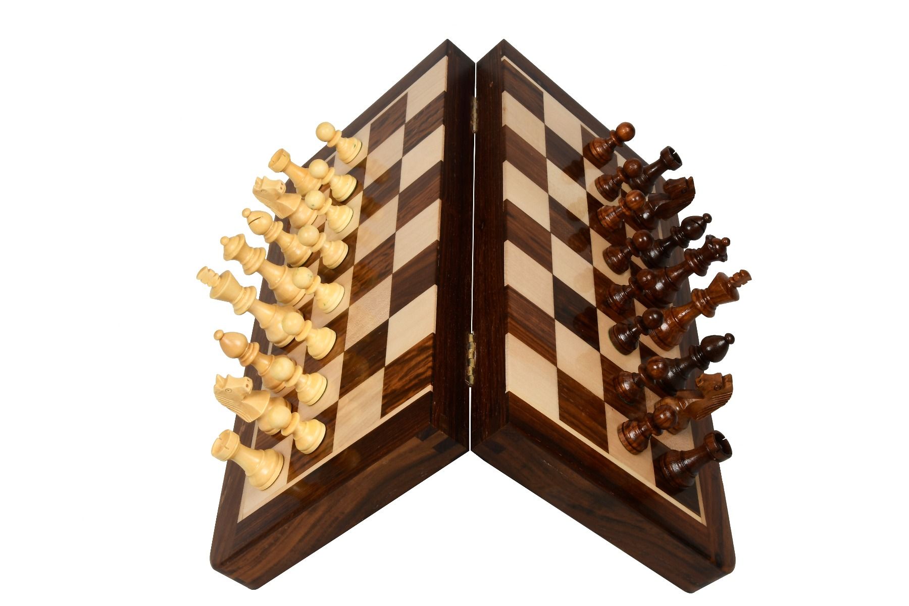 17cm Square with Travel Bag 7" Deluxe Folding Wooden Magnetic Travel Chess 