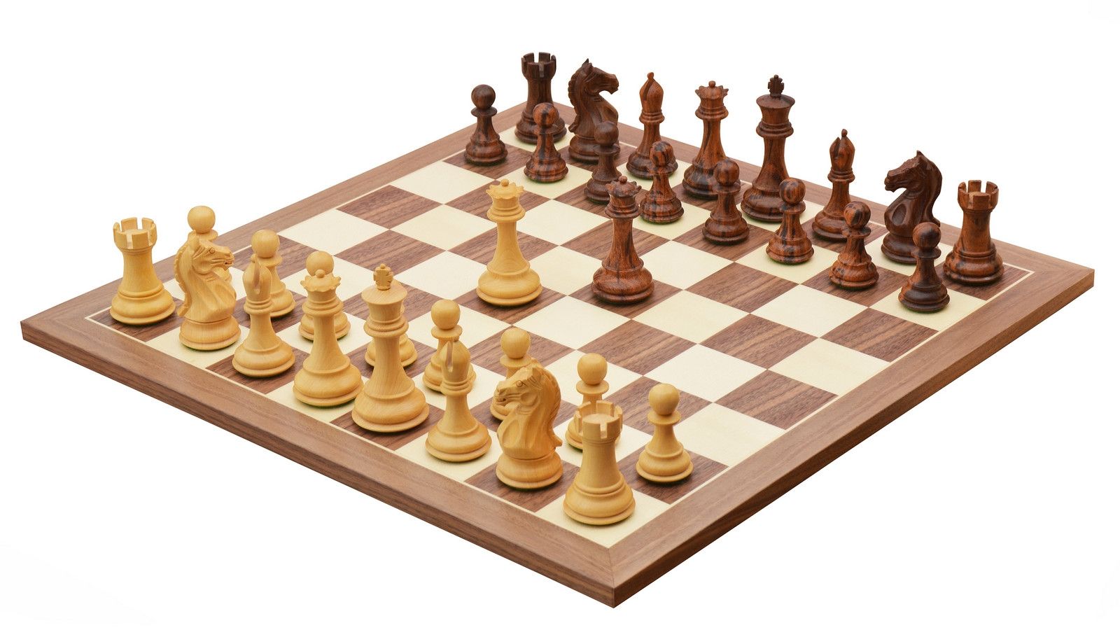 Combo of Bridle Knight Series Chess Pieces & Walnut Maple Chessboard 4.0" 